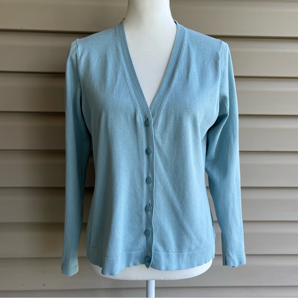 •Eddie Bauer• Sage Green V-Neck Cardigan Sweater - Size Large